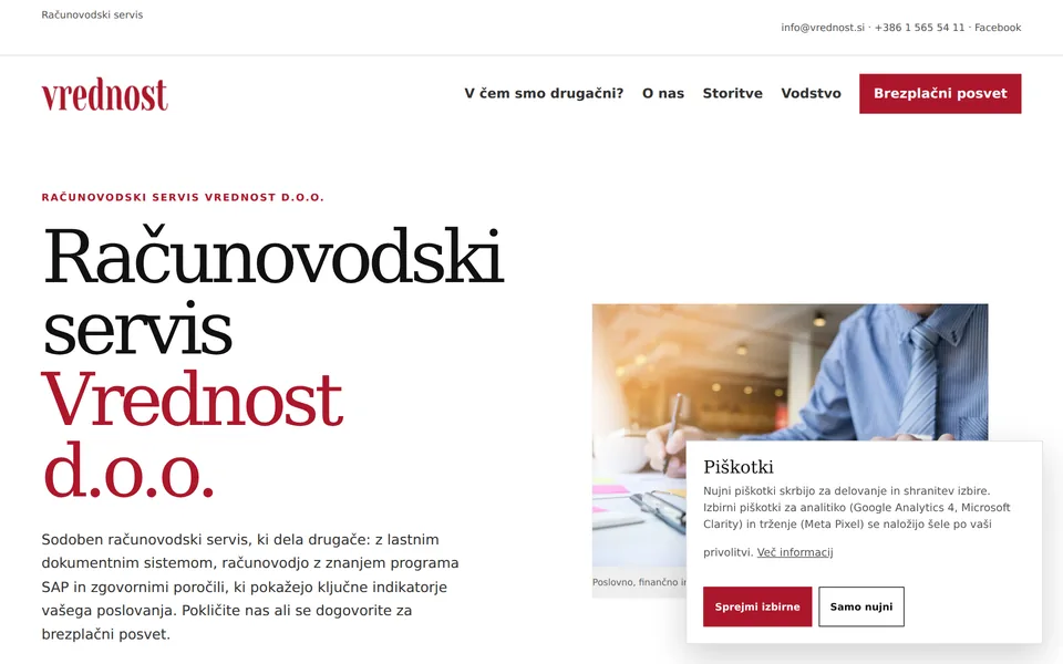 Predogled predstavitvene strani, zgrajene po enakem postopku